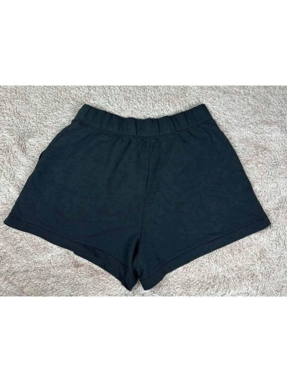 NWOT Aerie Black High Waisted Fleece Lounge Shorts Pockets Size Large L